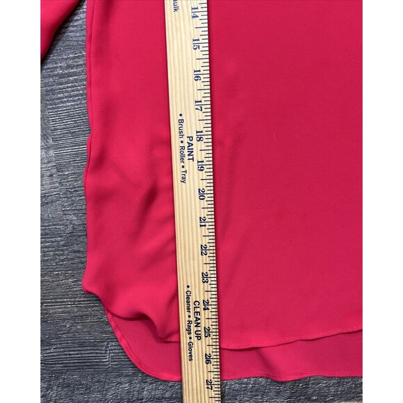 Ann Taylor LOFT Size M Solid Hot Pink Long Sleeve Boat Neck Pullover Blouse - Picture 8 of 11
